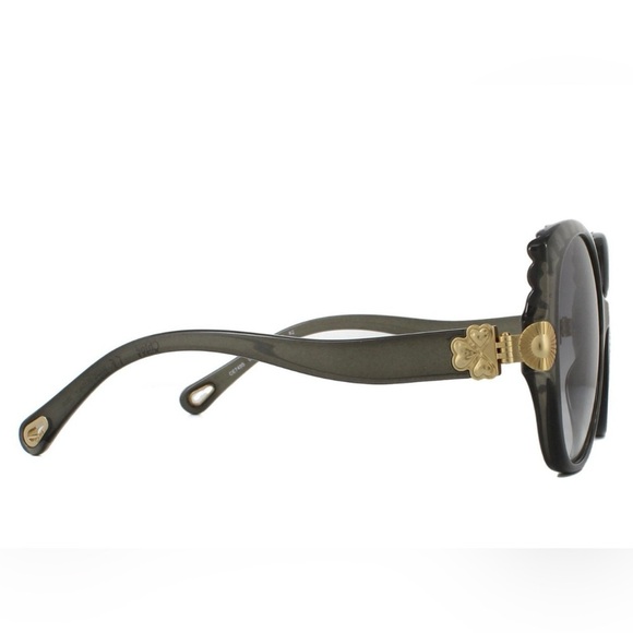 CHLOE - VERA BLACK SCALLOPED SQUARE FRAME SUNGLASSES - NEW - Picture 4 of 15